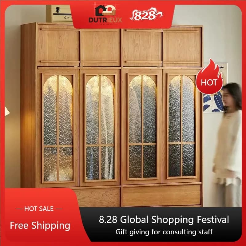 Modern Glass Adults Wardrobes Modular Luxury Space Saving Wardrobe Closet Organizer Clothes Wooden Guarda Roupas Home Furniture
