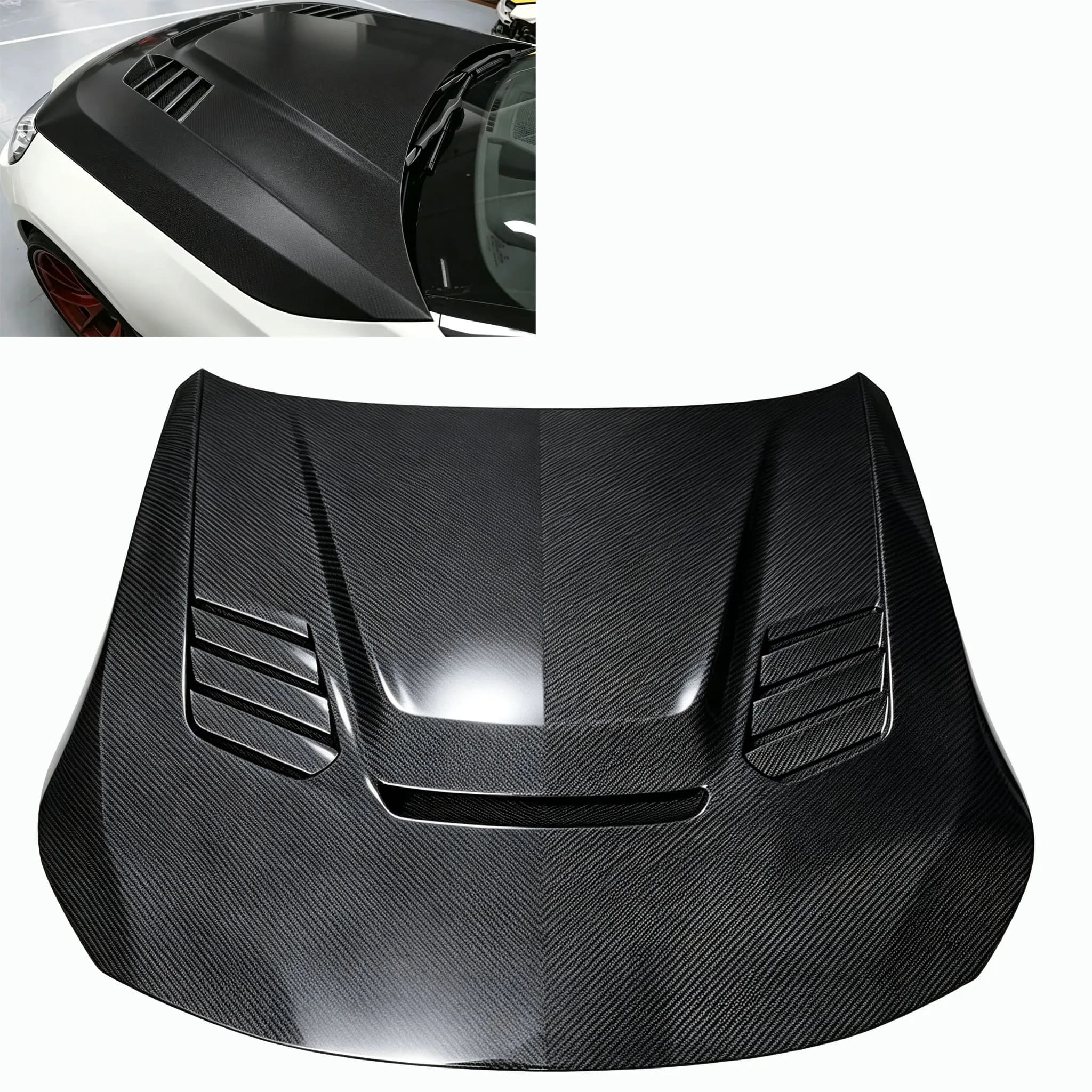 V Style Carbon Fiber Front Engine Hood Bonnet Cover for BMW 2 Series G42 M240i G87 M2 2023+ Performance Replacement Body Kit