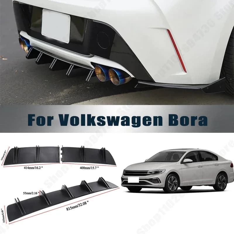 Rear Bumper Shark Fin Diffuser ABS Curved Aero Splitter Anti-Collision Chassis Protector For Volkswagen Bora Car Styling