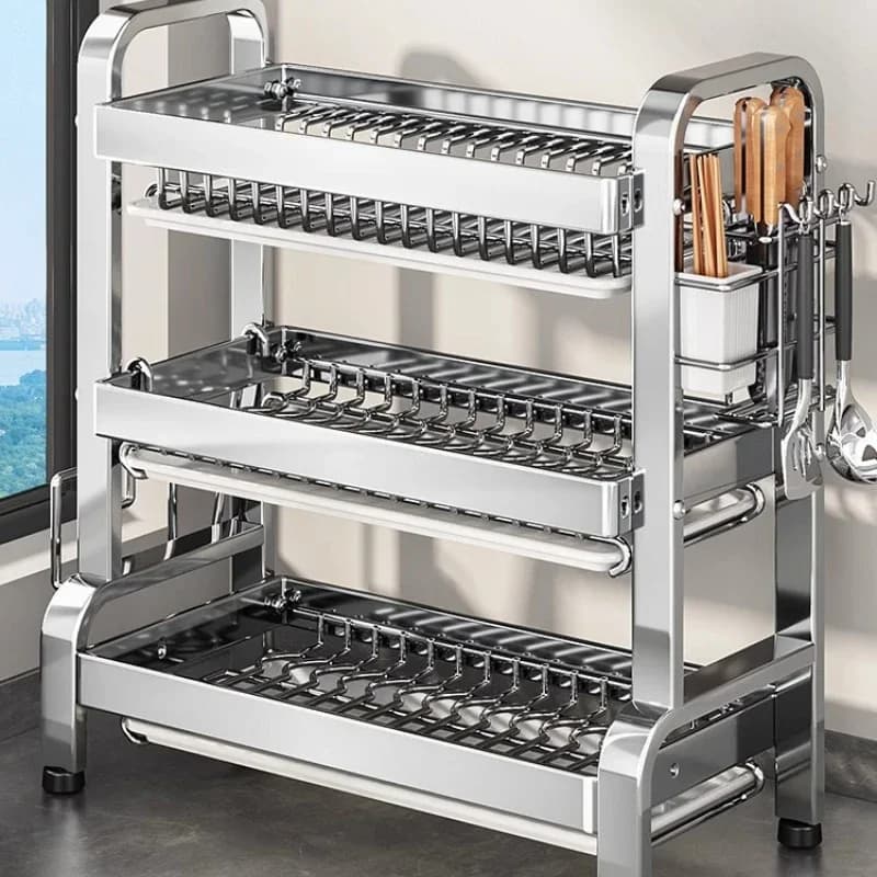 304 stainless steel dish storage rack, multi-functional bowl rack, kitchen rack, tableware, dishes, dishes, drain rack
