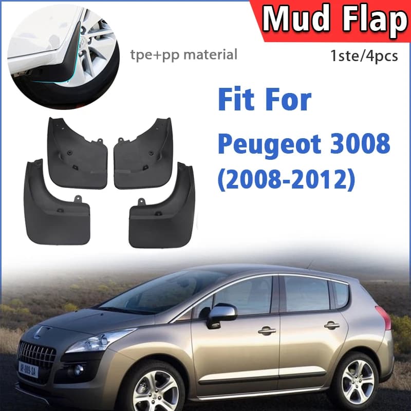 Car Accessories Front Rear 4pcs FOR Peugeot 3008 Mud Flaps Guard Splash Mudflaps Mudguard Fender 2008 2009 2010 2011 2012