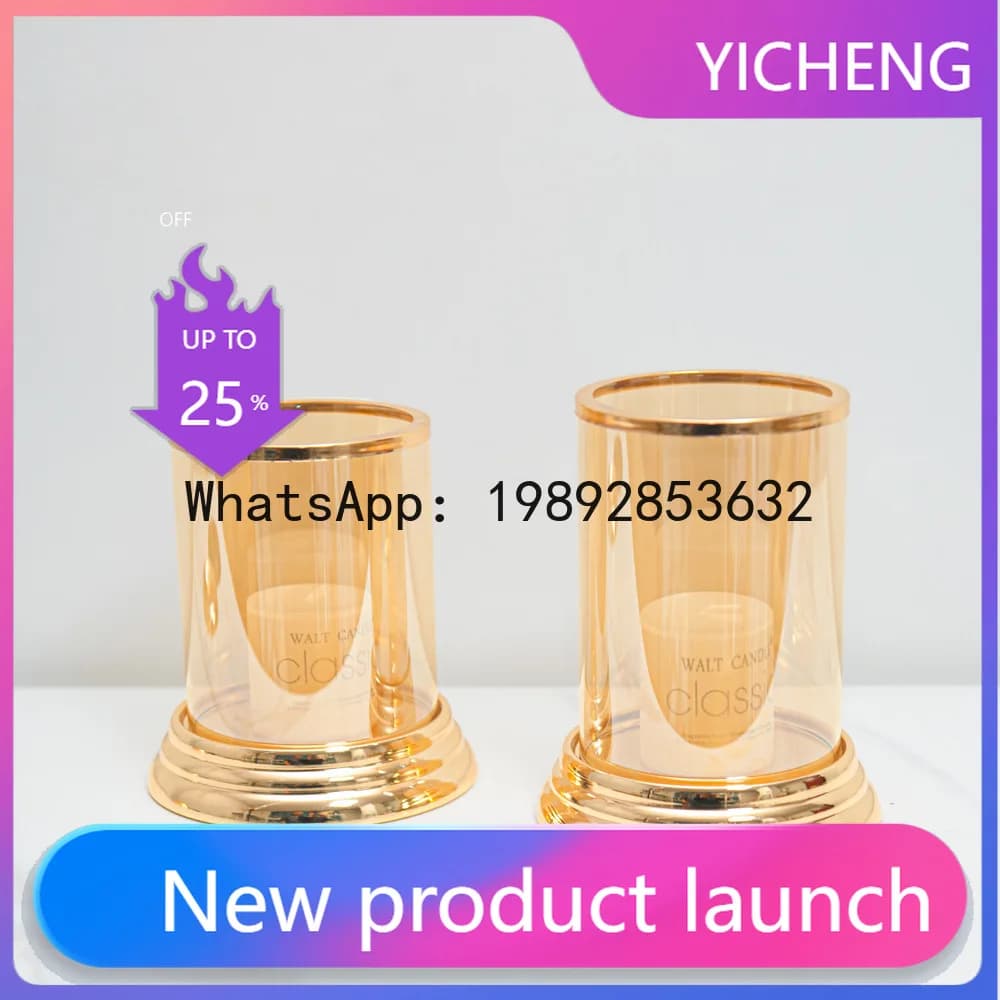 LYY gold Electroplated Silver Glass Candle Holder Ornament Creative Romantic Decorative Piece for Living Room Atmosphere