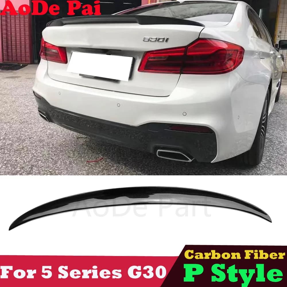 Performance P Style Carbon Fiber Rear Boot Trunk Wings Lip Spoiler for BMW 5 Series G30 M5 F90 2018-2023 520i 530i 540i M550i
