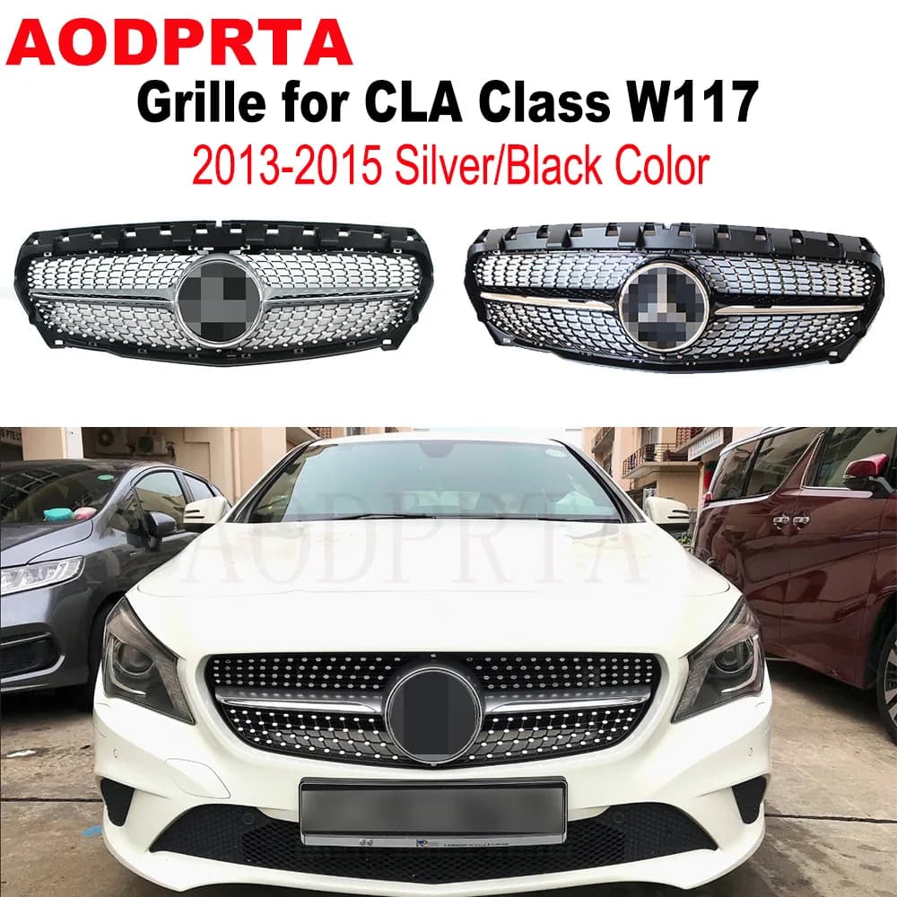 Diamond Radiator Style Front Bumper Mesh Hood Grille Grid for Mercedes CLA Class W117 C117 2013-2015
