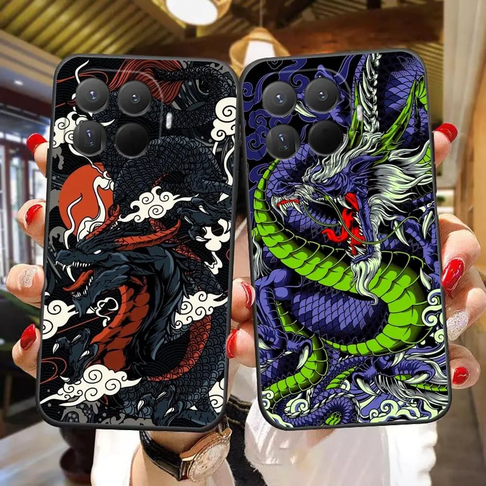 Phone Case For Xiaomi 15 15T 14T 12T 11 11T POCO F8 F7 F6 F5 X8 X7 X6 X5 M7 PRO Ultra TPU Shell Case Cover Mythical Dragon Tiger