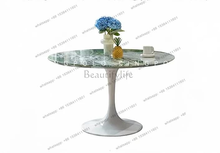 Luxury stone round table French retro style villa high-end Maldives blue marble dining table