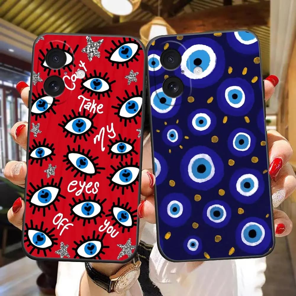 Phone Case For iphone Apple 18 17 17E 16E 16 15 14 8 Plus 13 12 11 XR Pro Max Funda Coque Shell Cover Funny Lucky Blue Evil Eye