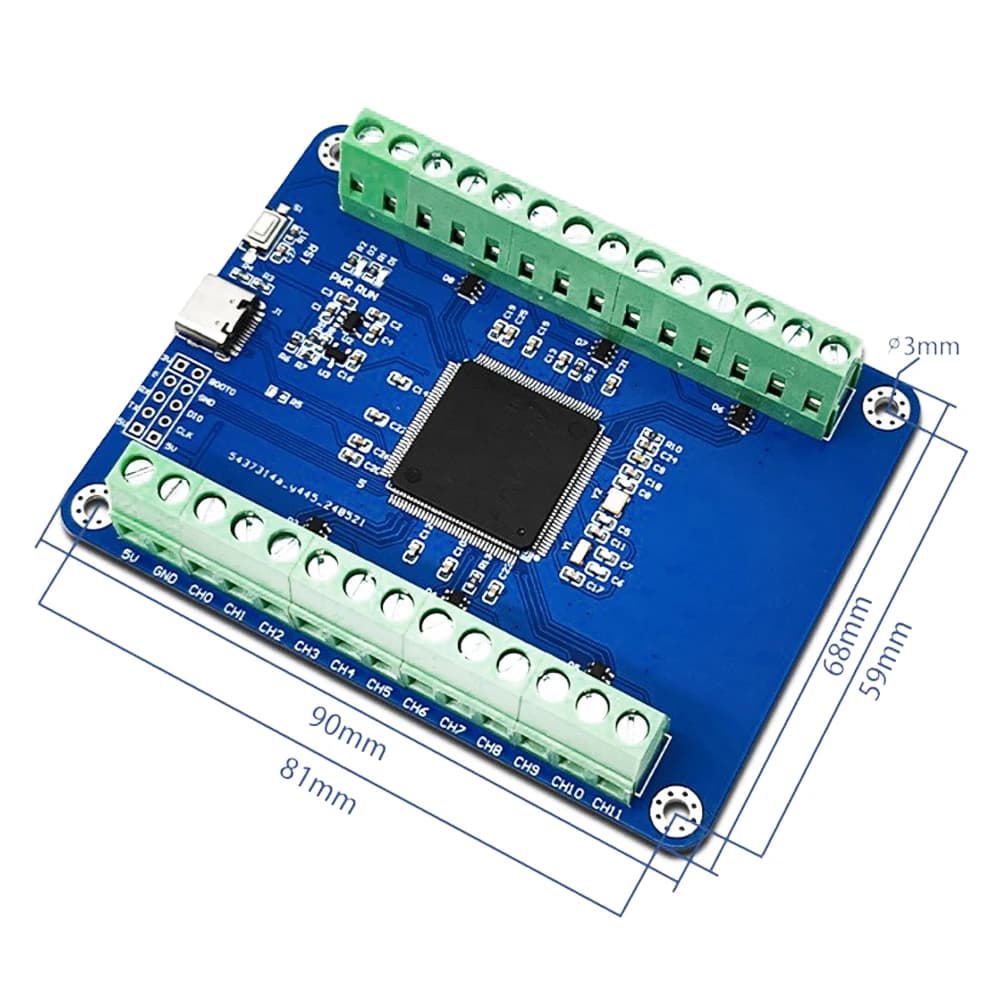 STM32F407ZET6 24 Channel 12 Bit AD Sampling Module Data Acquisition Type-C Interface 0-3V Input