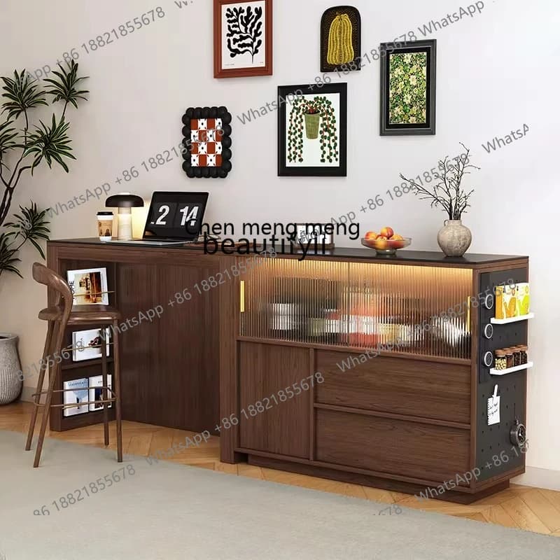 X Island Bar Counter Integrated Small Apartment Solid Wood Single Guide Counter Rock Board Home Multi-Functional Inverted Counte