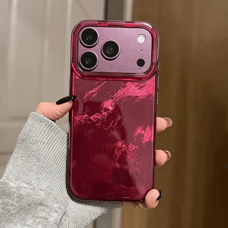 Cute Gradient Burgundy Red Print Phone Case For iPhone 18 Pro Max 11 12 13 14 15 16 17 Pro 17 Air XS X XR 7 8 Plus Soft Cover