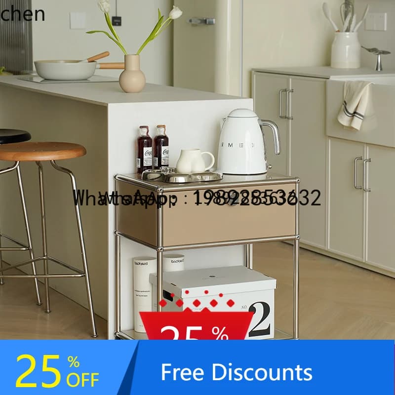 bedside table medieval stainless steel bedroom living room sofa Bauhaus storage chest
