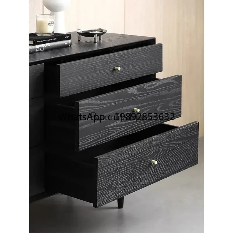 r5.20  Nordic oak solid wood six-chest cabinet, simple modern retro bedroom storage side cabinet