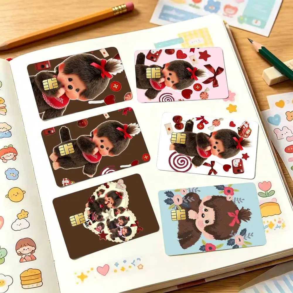 Cute Monchhichi-I Credit Card HD Stickers Small Chip Waterproof Sticker Game Card Decal Gift