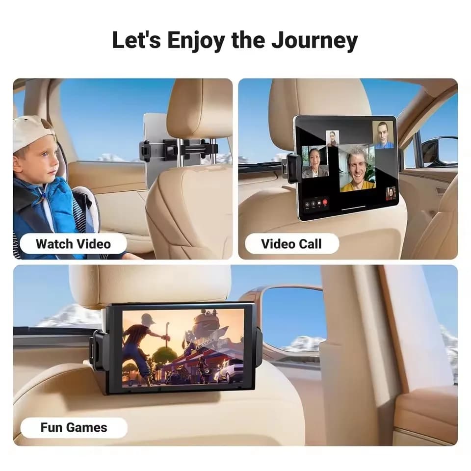 New UGREEN LP788 Car Headrest Tablet Holder Children's Headrest Mount 360 Degree Car Tablet Mount Back Seat for Kids