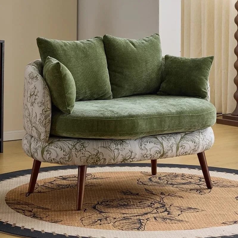 Minimalist retro small apartment light luxury straight row single double fabric sofa