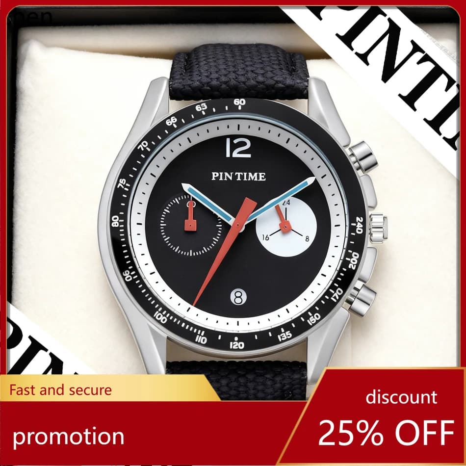 YFY  round men's sports watch stopwatch lightweight retro leather strap premium quartz watch waterproof men's watch
