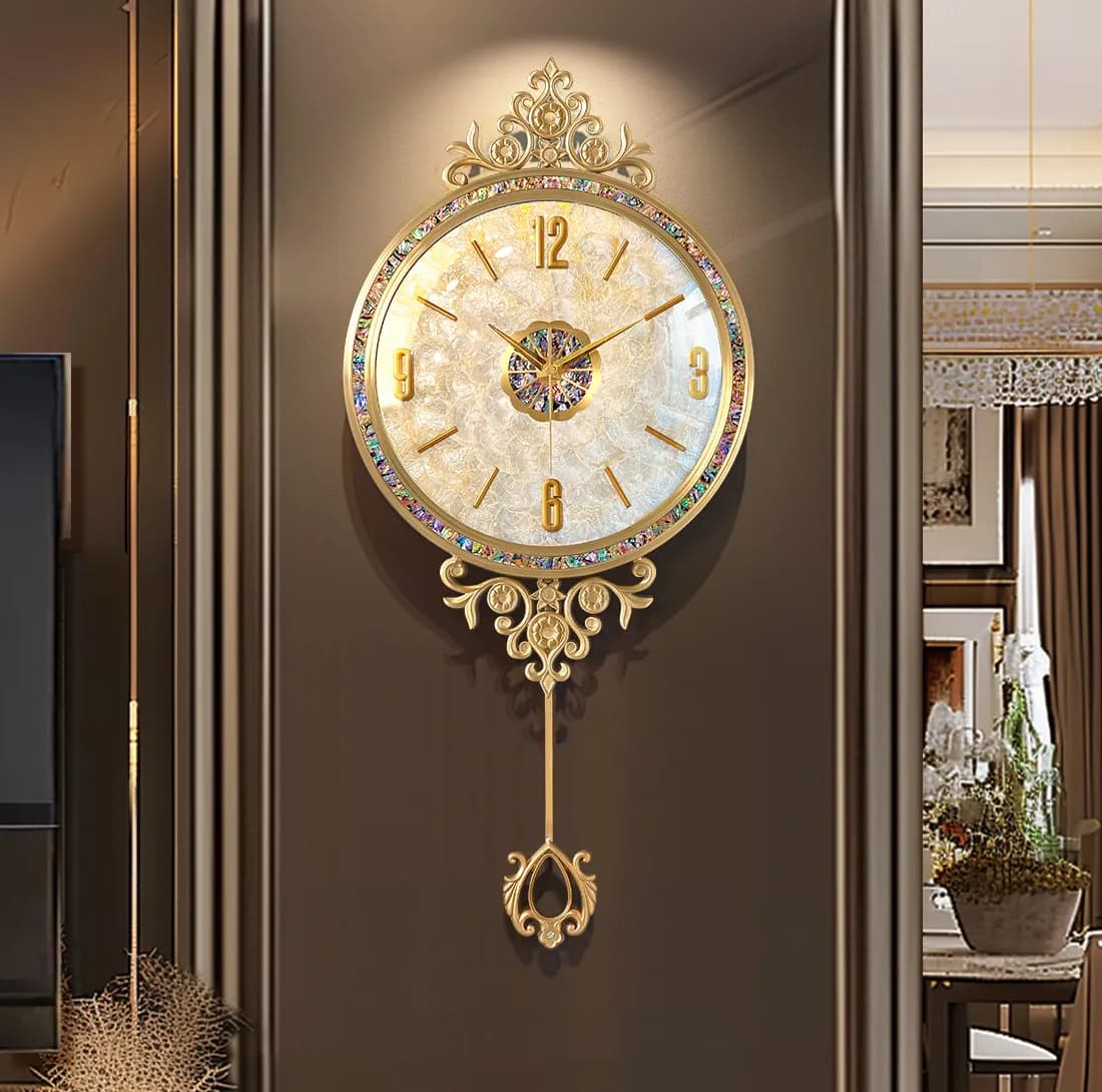 European shell wall clock loudspeaker mute needle display quartz clock luxury high-end décoration maison luxe decoration home