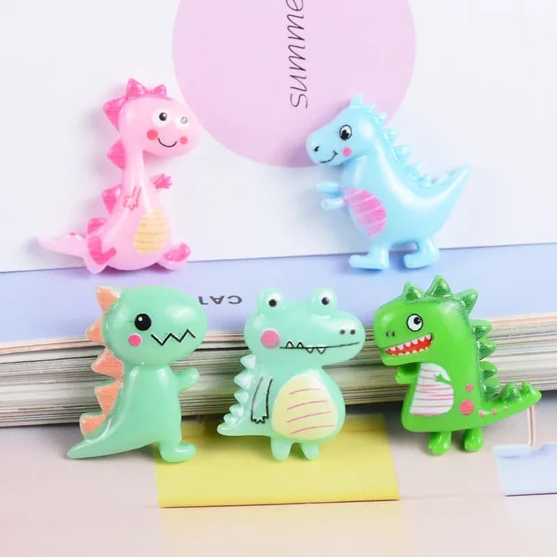 10pcs Kawaii Cartoon Resin Dinosaurs Diy Embellishments Scrapbooking Material Miniature Flatback Charm Craft Material Cabochons