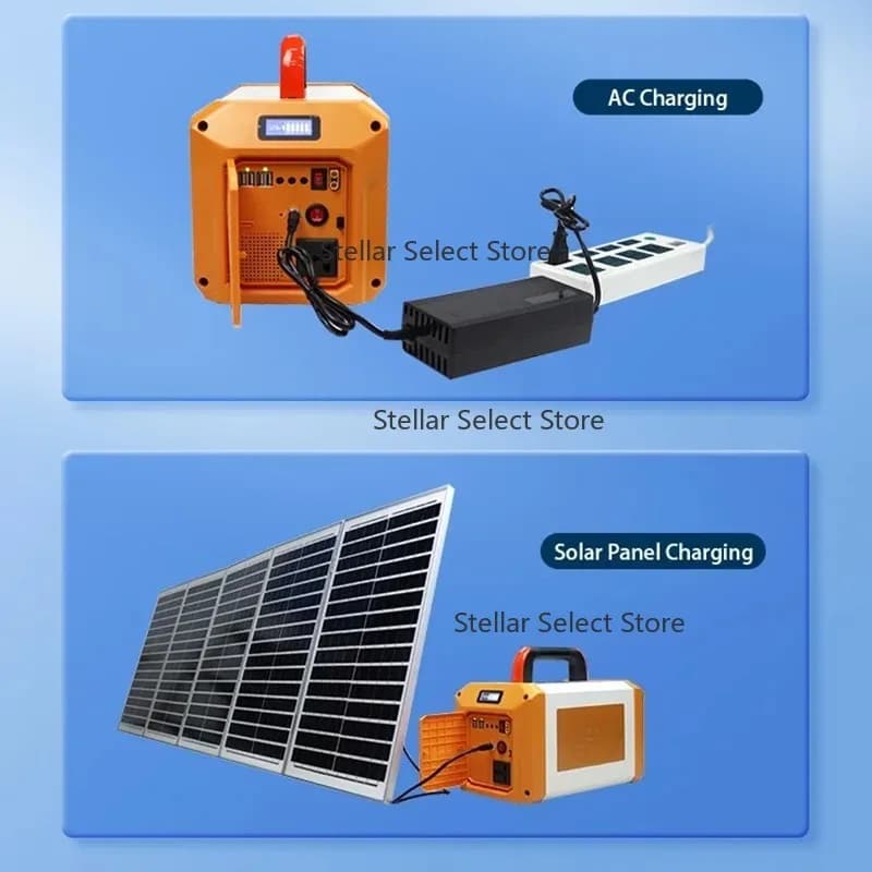 220V Home Solar Generator System 1000W Pure Sine Wave Inverter External Battery RV Port US Plug for Outdoor Camping