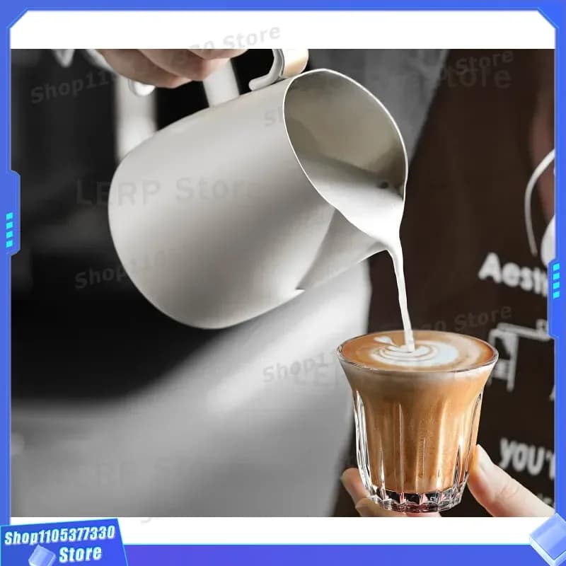 Stainless Steel Milk Frothing Pitcher with Spout for Coffee Latte Art Professional Barista Steaming Jug Espresso Tool