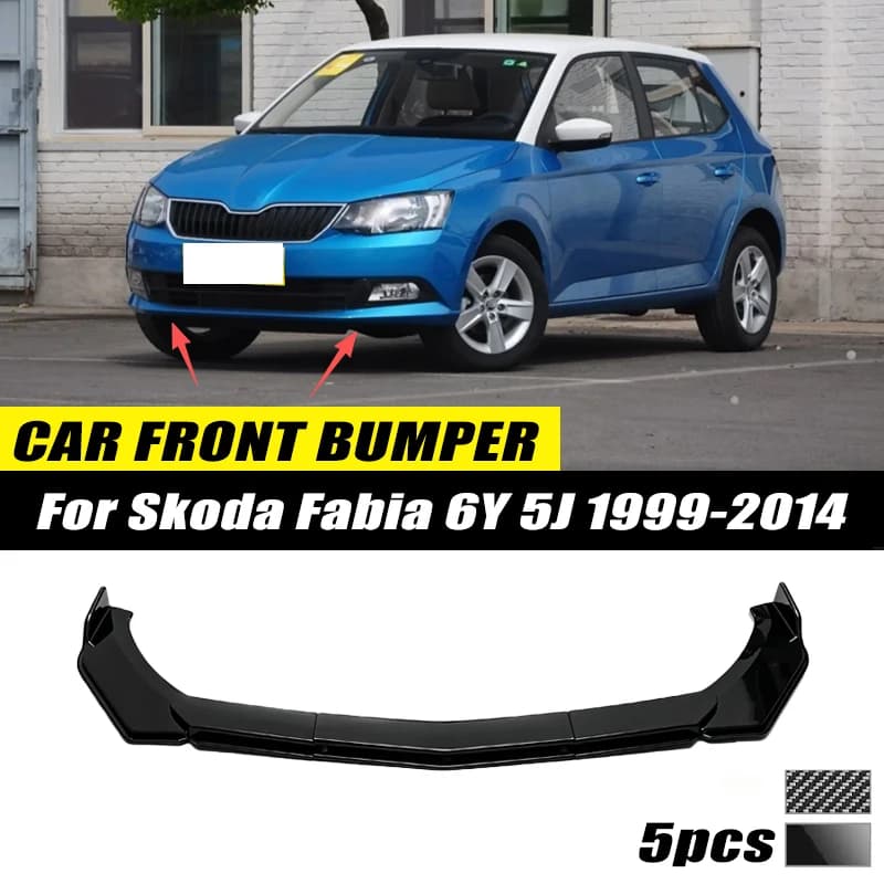 For Skoda Fabia 6Y 5J 1999-2014 Front Bumper Lip Front Guard Spoiler High-quality ABS Material Body Kit Front Lip Accessory