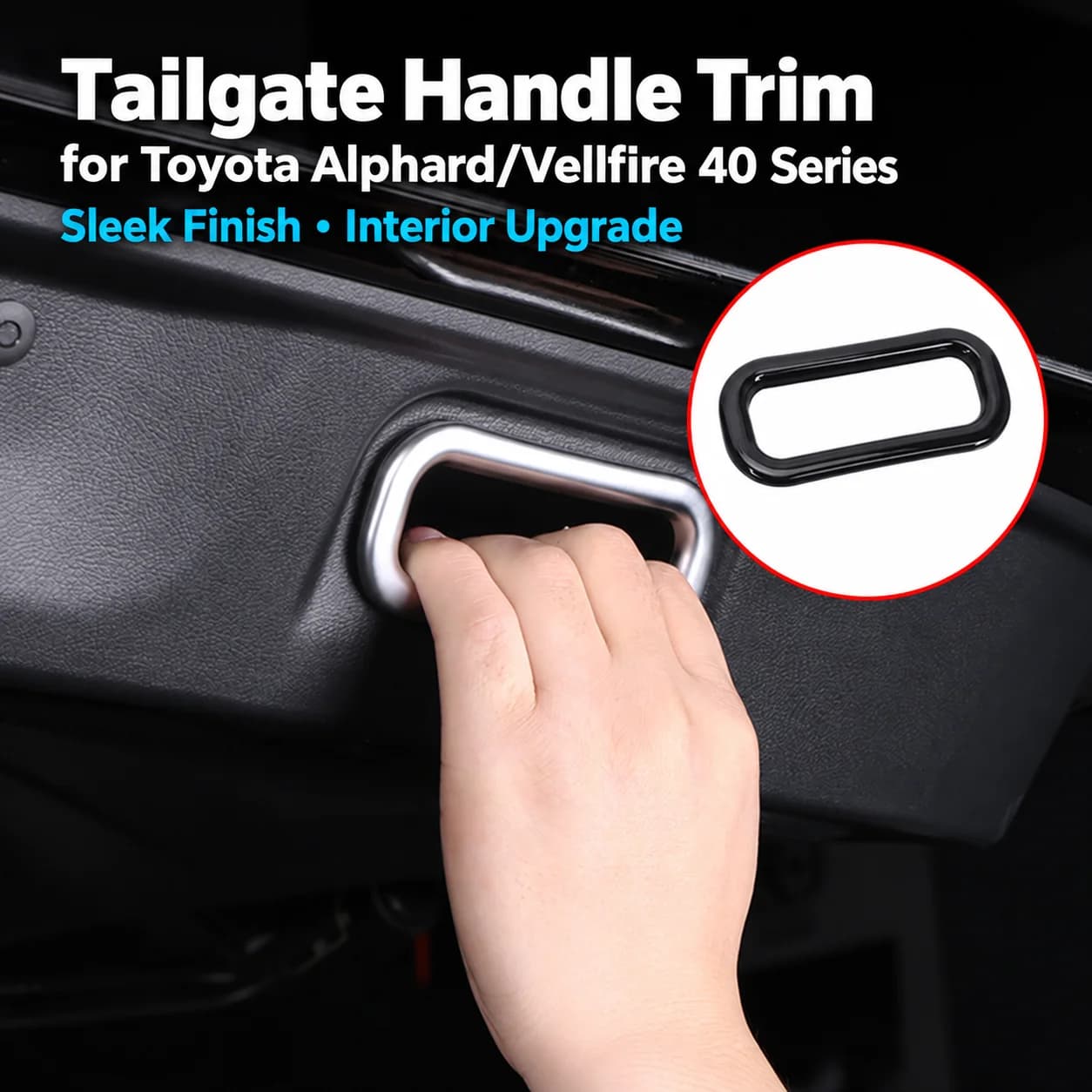 Car Tailgate Handle Frame for Toyota Alphard Vellfire 40 Series ABS Inner Pull Grip Surround Trim Auto Interior Decorative Cover