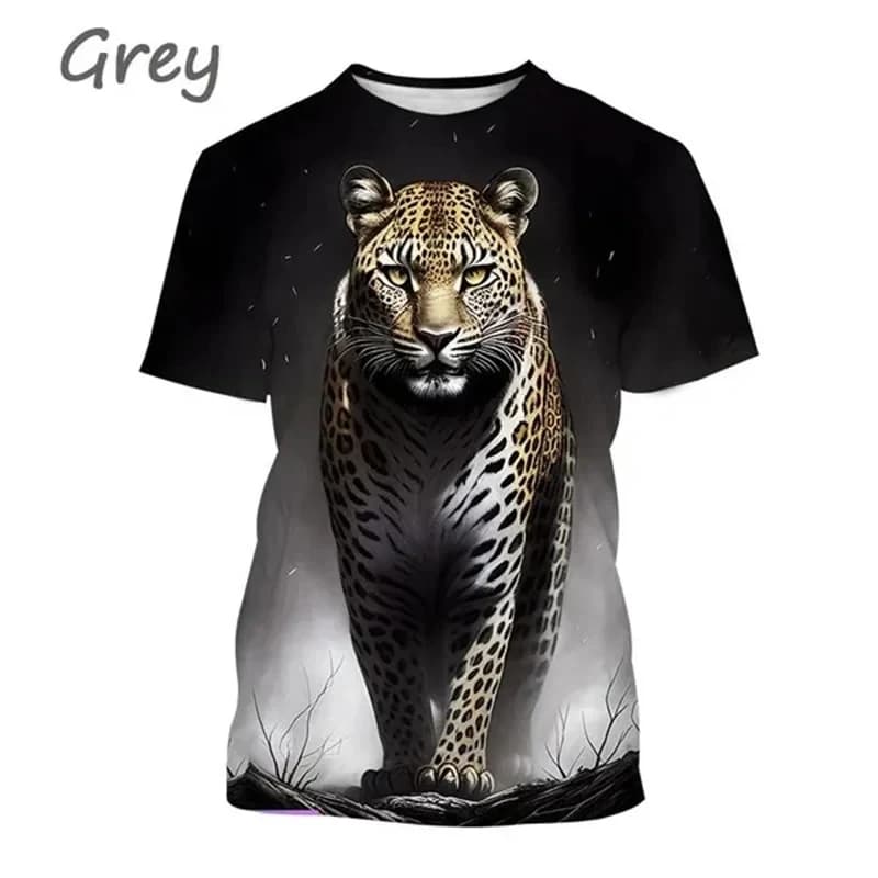Summer Fashion New Men's Printed T-shirt with Animal Tiger Pattern Plus Size Comfortable Casual Round Neck Short Sleeve Top