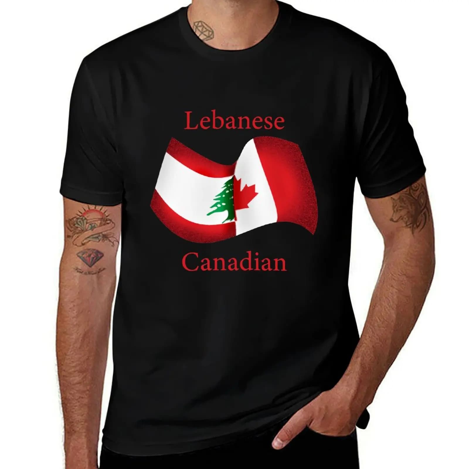 Lebanese Canadian Flag T-Shirt custom shirt cotton man t-shirts oversize t-shirts man shirts graphic tee men