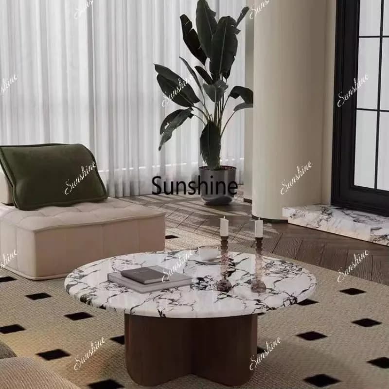 YCoffee table living room for home use, light luxury and high-end small apartment, minimalist, round French