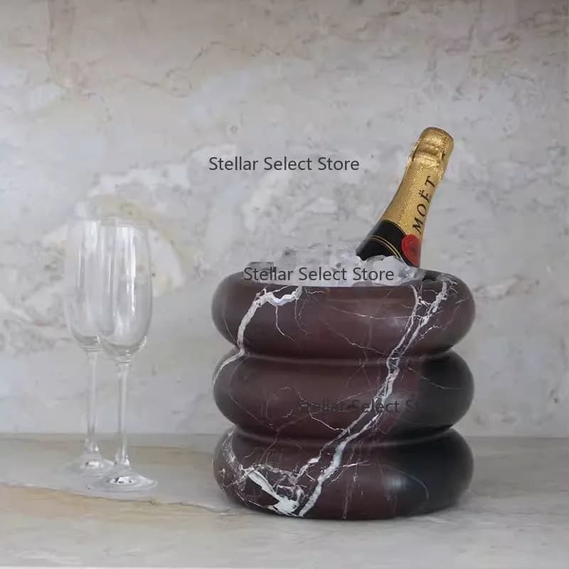 Popular Marble Champagne Cooler Natural Stone Wind Bottle Holder Green Onyx Wink Rack Marble Ice Bucket