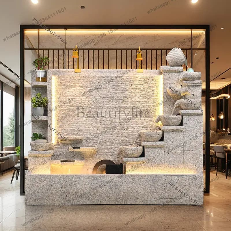 FG Modern Indoor Water Wall Fountain – Floor Standing Glass Waterfall Room Divider Living Room Office Lobby & Entryway Decor JT4