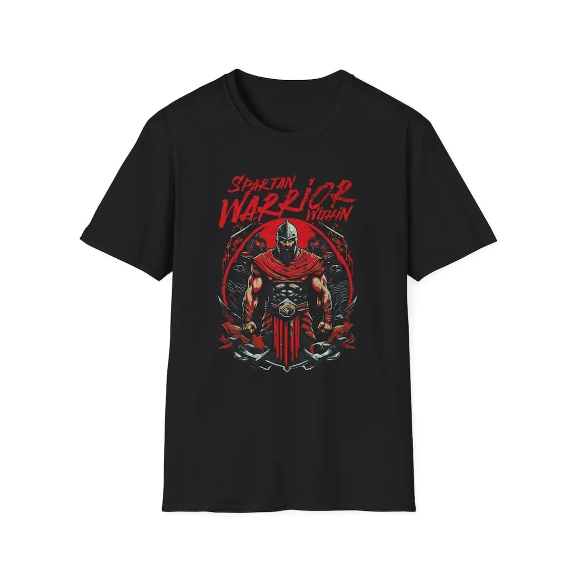 Spartan Warrior Within Design T-Shirt 100% Cotton O-Neck Summer Short Sleeve Casual Mens T-shirt Size S-3XL