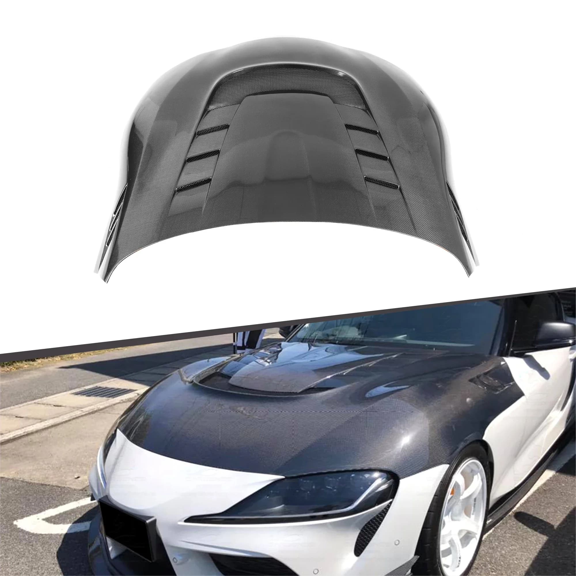 VRS Style Carbon Fiber Hood Bonnet Engine Cover Cap Performance Auto Parts for  Supra A90 A91 Mk5 2019-2023