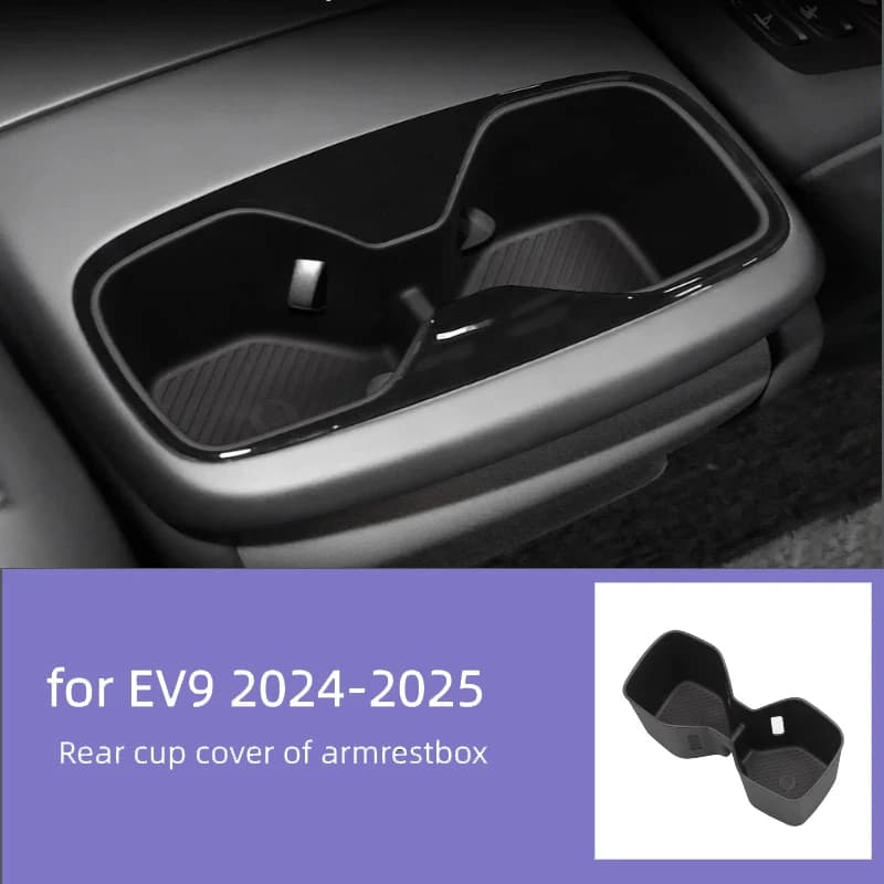 For Qiya EV9 Rear Cup Holder Shock Absorption Kit 2024-2025 - Silicone Anti-Vibration Storage Box