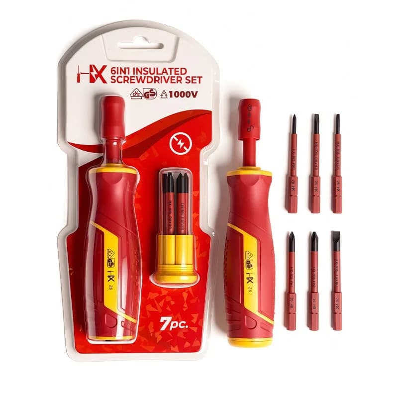 Professional 6in1 VDE Insulated Screwdriver Set Interchangeable Slotted Phillips Bits Quick Release Electrician Tools
