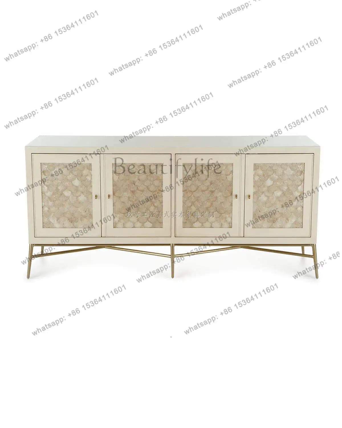 American neoclassical solid wood modern casual furniture living room, dining room side cabinet
