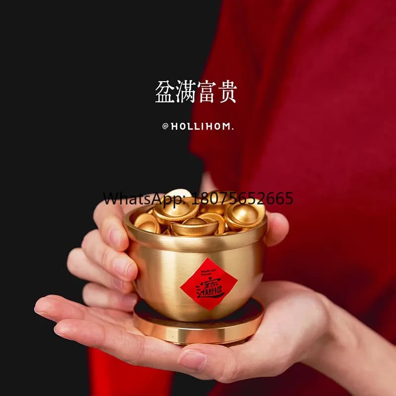 Brass cornucopia ornaments, baifu jar, gold ingot, attracting wealth, entrance hall decoration