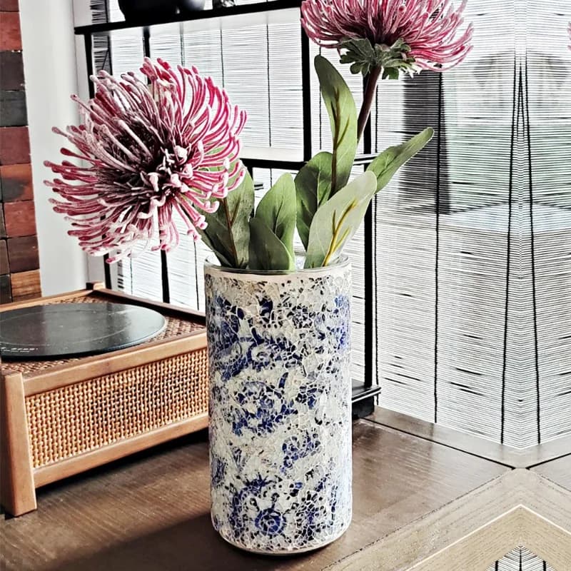 Mediterranean Blue Handmade Mosaic Glass Vase Home Living Room Decoration Home Decor Vases Jarrones Ваза Горшок Для Цветов 2026