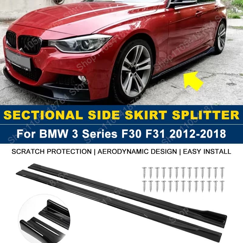 Car Side Skirts Fits For BMW Accessoried 3-Series F30 F31 2012-2018 2013 2014 ABS Painted Gloss Black Rocker Panel Extension Lip