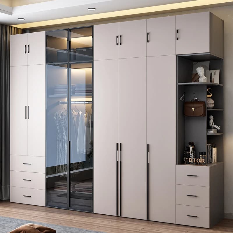 Transparent Drawers Women Wardrobes Glass Nordic Wooden Storage Wardrobes Bedroom Rack White Armario De Ropa Home Furniture