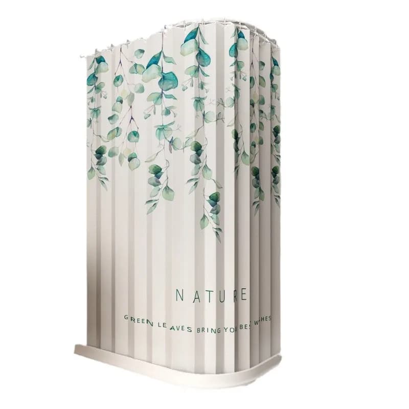 Magnetic folding shower curtain set No punching curved rod bathroom dry and wet separation toilet partition hanging curtain
