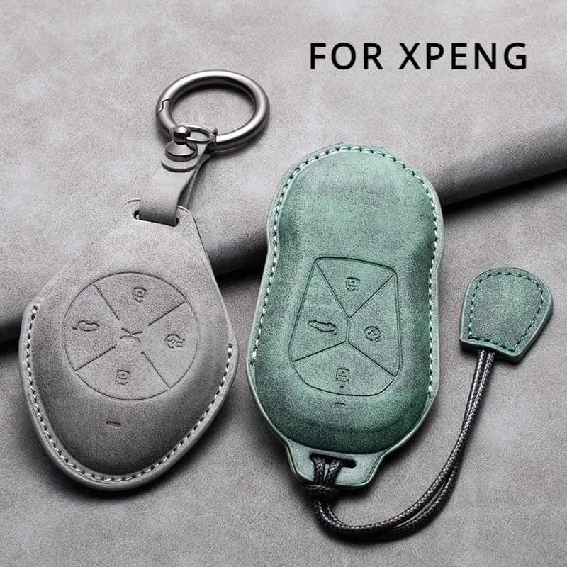 Leather Car Remote Key Case Cover for Xiaopeng Xpeng P5 P7 G3 G6 G9 G3i 2021 2022 Car Key Fob Shell Holder Keychain Accessories
