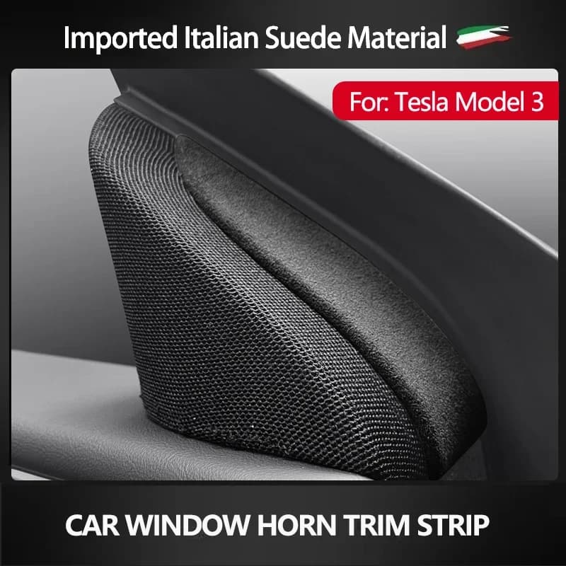 Imported Suede Wrap Car Window Horn Trims Cover For Tesla Model3 2024 New Version Auto Interior Window Audio Decorative Strip