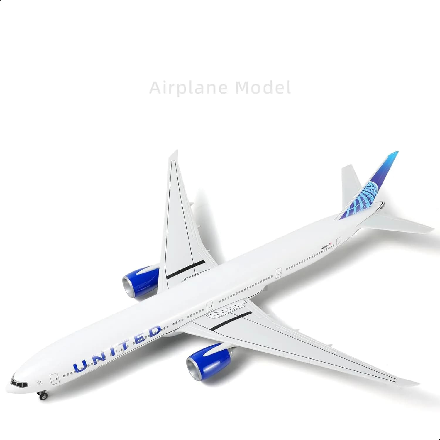 47cm United B777 Resin Diecast Airplane Model Kit with Stand＆LED Light For Collection Display or Aviation Gift Home decoration