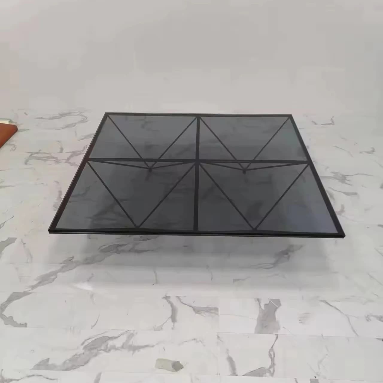 Minimalist style modern Italian black glass luxury marble coffee table