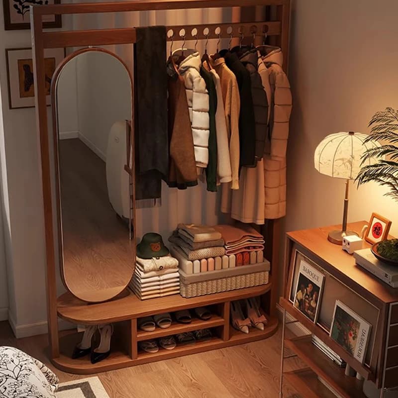 Modern Mirror Coat Racks Cheap Metal Bookcase Garment Coat Racks Adjustable Minimalist Arara De Roupa Entrance Hall Furniture