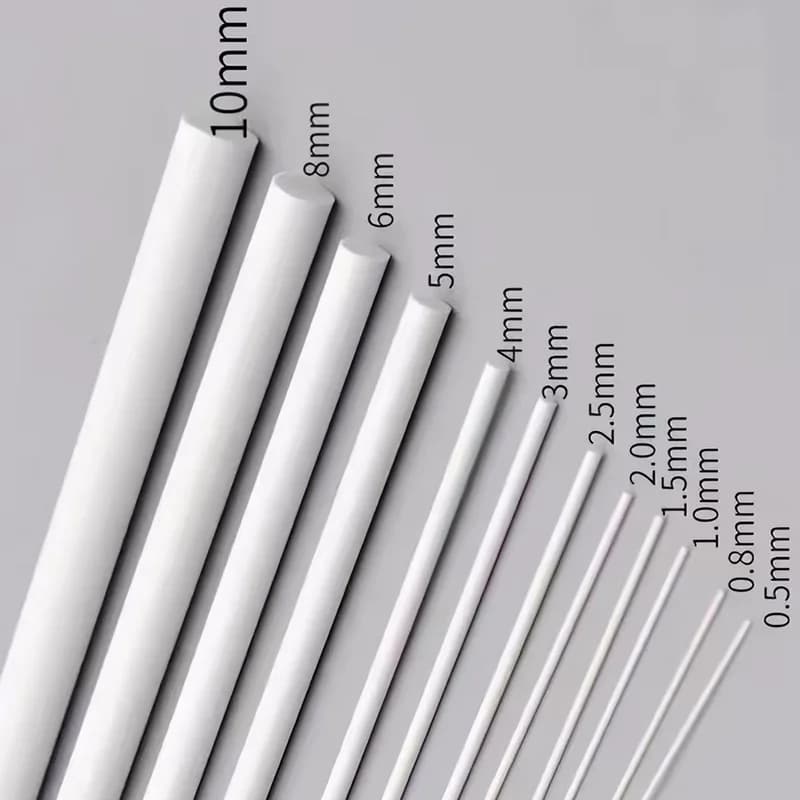 20pcs ABS Round Solid Bar Plastic White Welding Rods DIY House Sand Table Model Building Making / Direct 0.5mm-8mm Length 25 cm