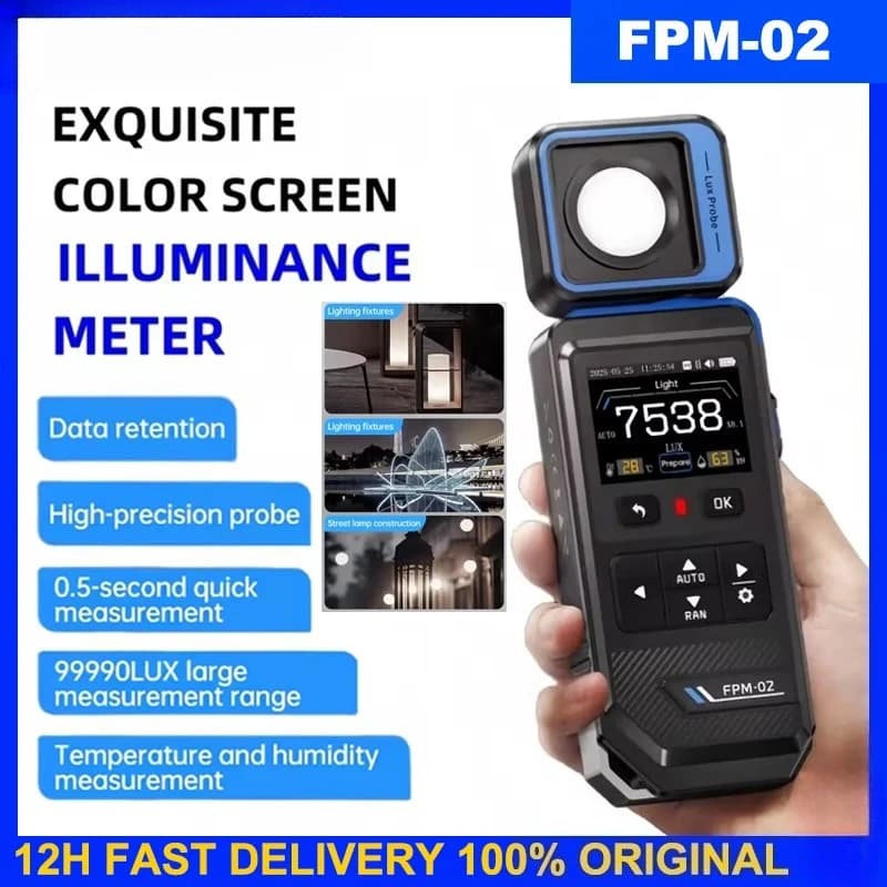 FPM-02 High Precision Illuminance Meter, Wide Range Professional Light Meter for Home Use & Lumen Brightness Testing