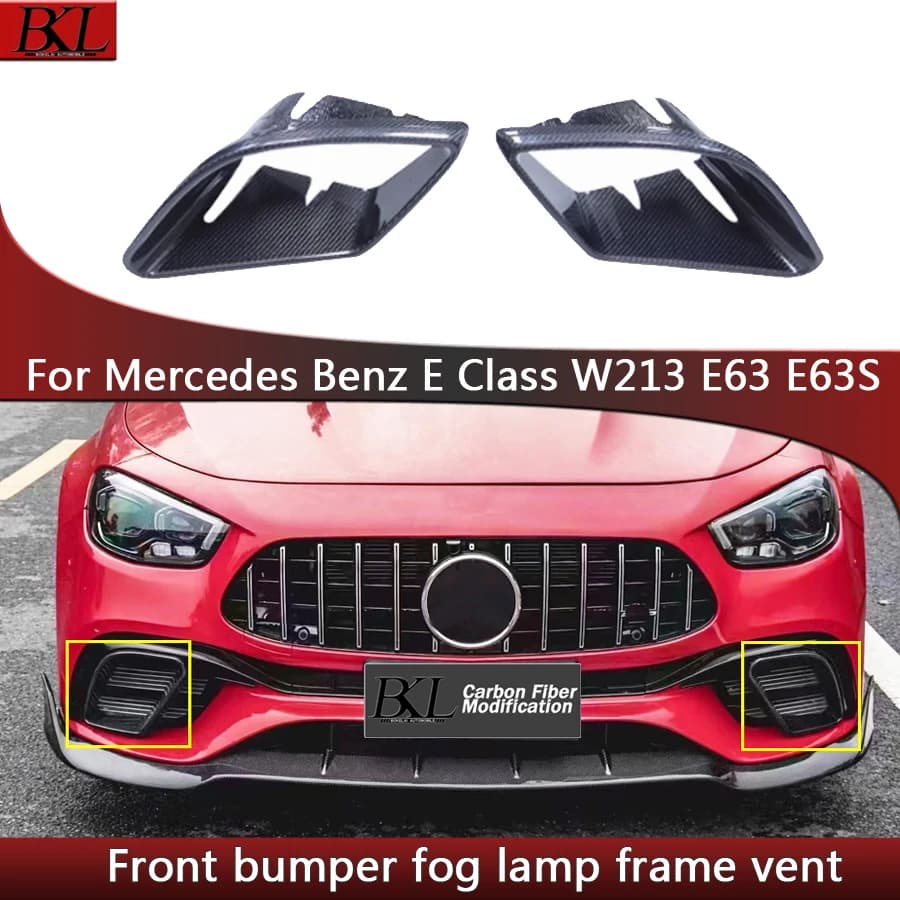 For Mercedes Benz E Class W213 E63 E63S 2016-2024 Carbon Fiber Fog Lamp Frame Grill Front Bumper Air Vent Cover Tuyere Body Kit