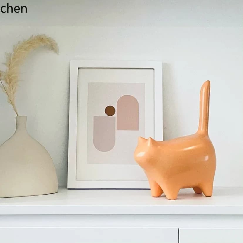minimalist modern light luxury home living room kitten TV cabinet desktop decoration creative cute kitten ornament